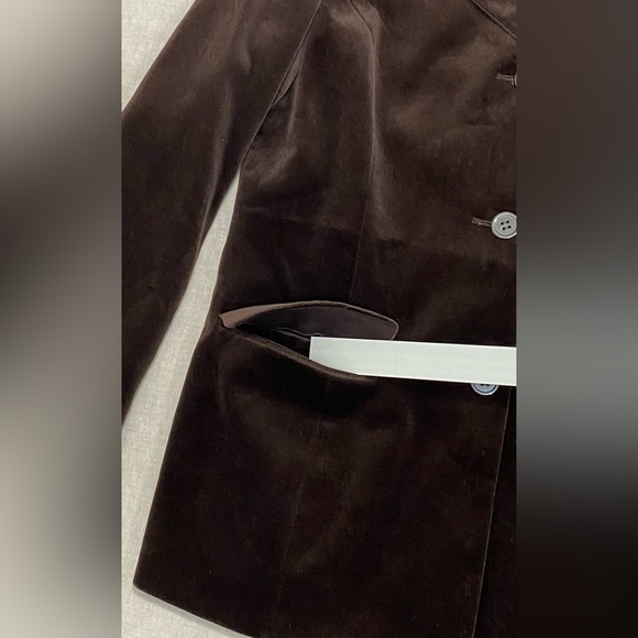 Talbots Dark Brown Velvet Blazer Sz 8 Front Buttons Business Office wear - Picture 7 of 13
